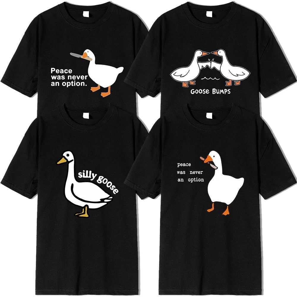 Internet Famous Big White Duck Funny Printed T-Shirt Men Women Couple Short Sleeve 100% Cotton Black T-Shirt O-Neck Clothing X250607