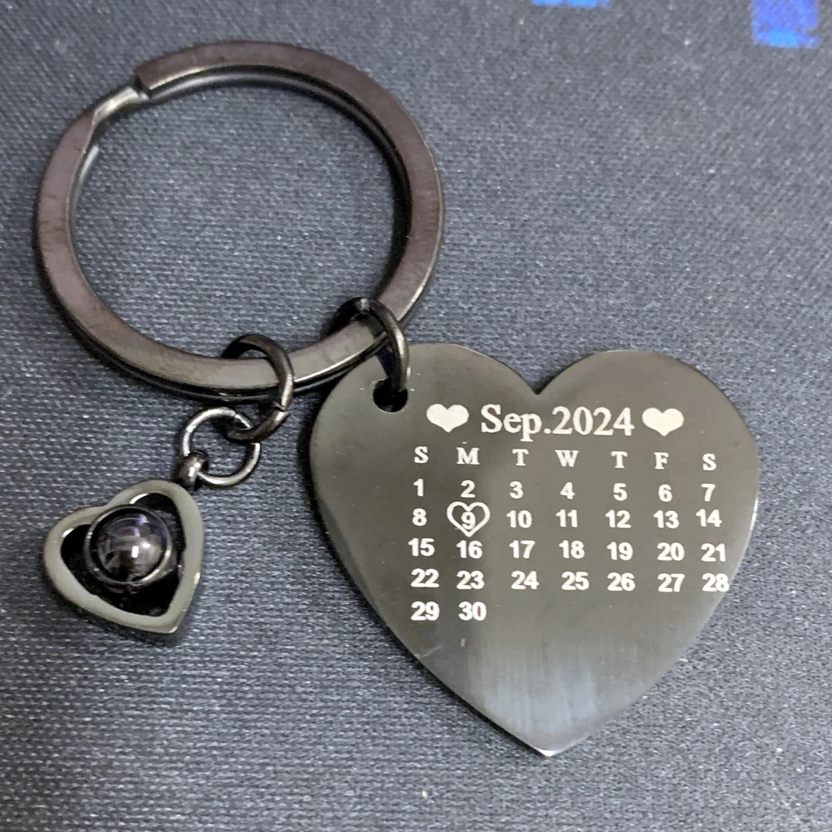 Heart Custom Picture KeyChain Projection Personalized Calendar Engraved Date Name Customized Po Jewelry Car House Stainnless 250530