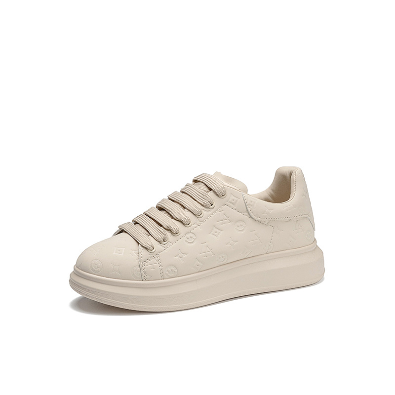 Print fashion couples small white shoes men's fashion shoes thick soles increase high and low upper plate shoes students light sports shoes