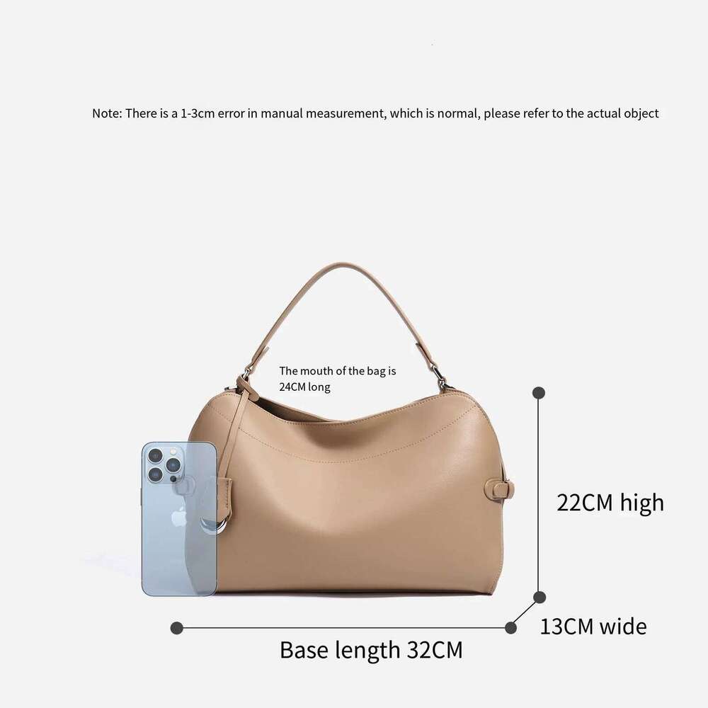 Genuine Leather Tote 2025 New Belt Buckle Design Large Capacity Cowhide One-Shoulder Crossbody Bag Fashion Ladies Handbag 2025/06/07