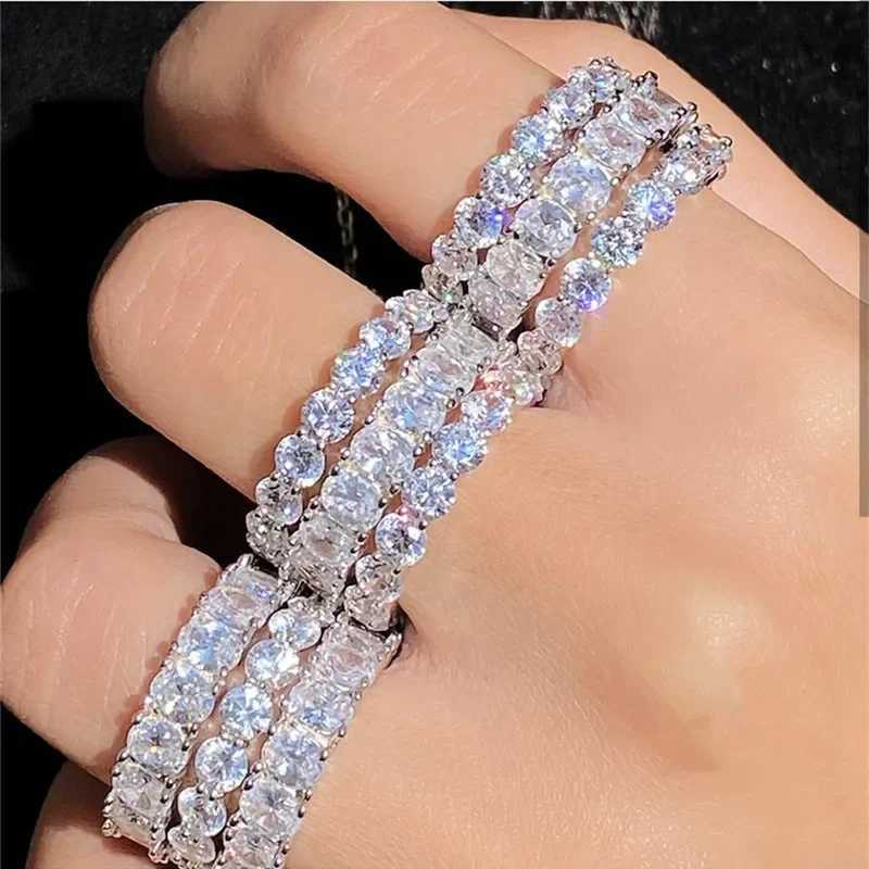 Original BAND Rings Sets for Women Men 925 SILVER PAVE SETTING FULL Simulated Diamond ETERNITY ENGAGEMENT WEDDING Stone RingXJ250606