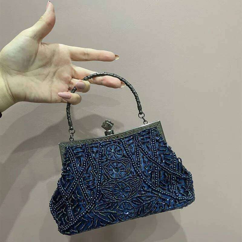 Vintage Handbag Female Evening Dark Blue Party Purses And Handbags Designer Womens Clutch Crossbody Bags Sac A Main