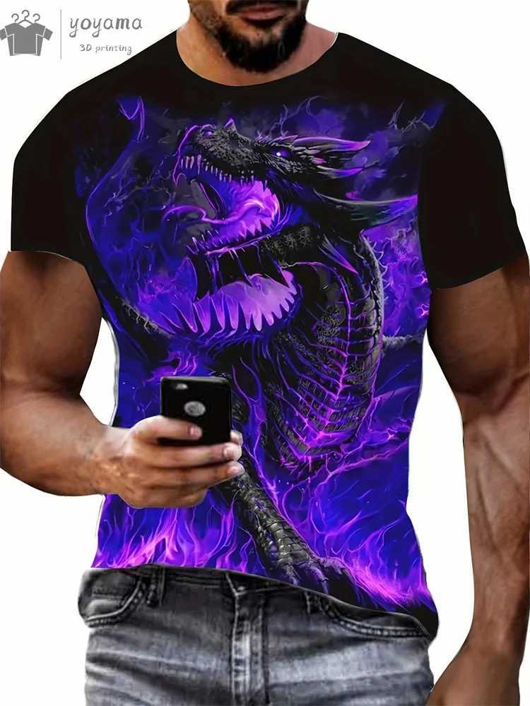 Dragon Print Clothes Men Funny Mens Summer Clothes T-shirt Men Short Sleeve Tee Dragon Graphic T-shirts Personalized T-shirt W250607