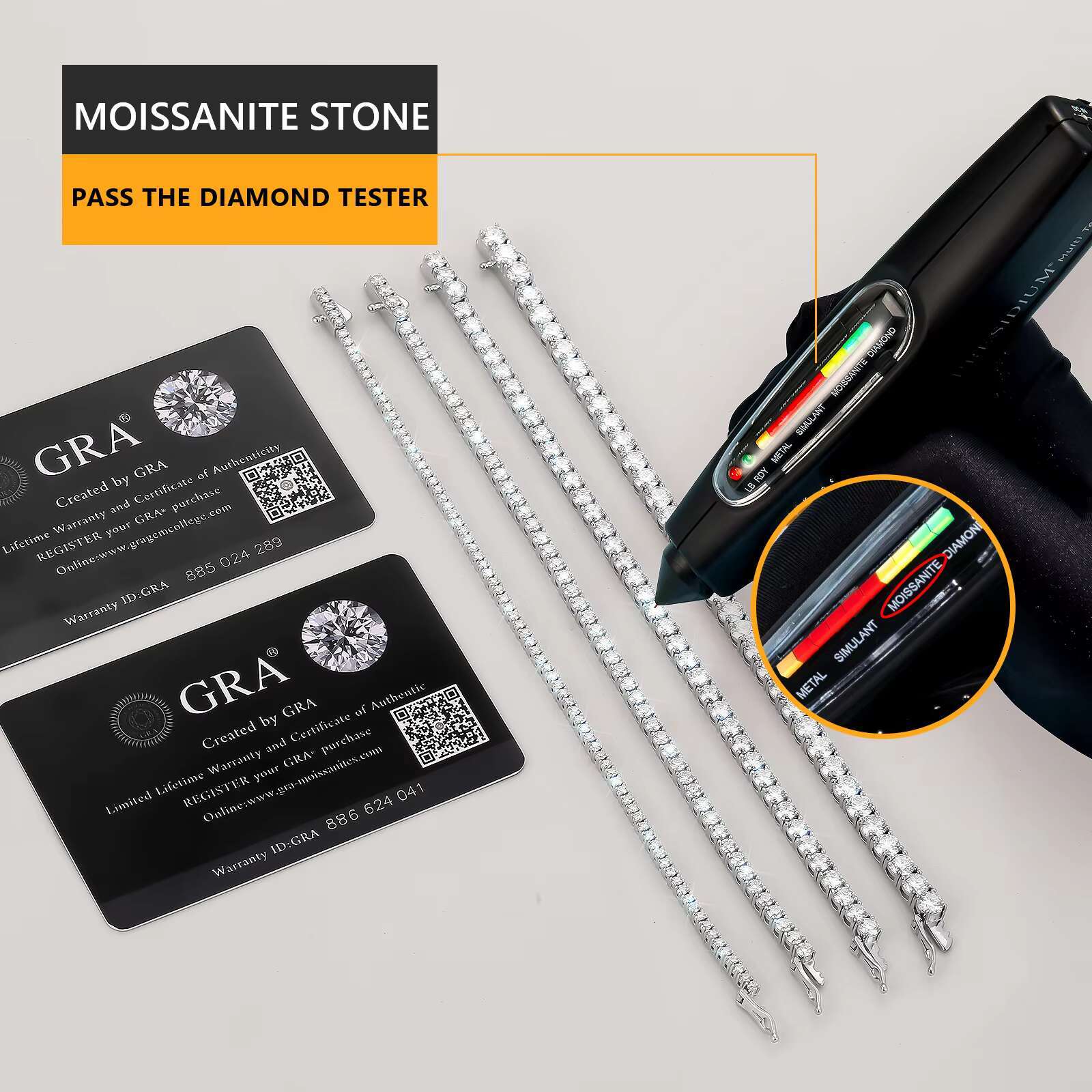 3mm 4mm Vvs Moissanite Chain 925 Sterling Silver White Gold Plated Women Men Gra Certified Mossanite Lab Diamond Tennis Bracelet