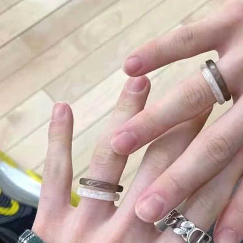 2Pcs Resin Rings Tiny Aesthetic Acrylic Ring Women Teen Girl Cute Stackable Ring Statement Jewelry Ornament Ring Gift W250606