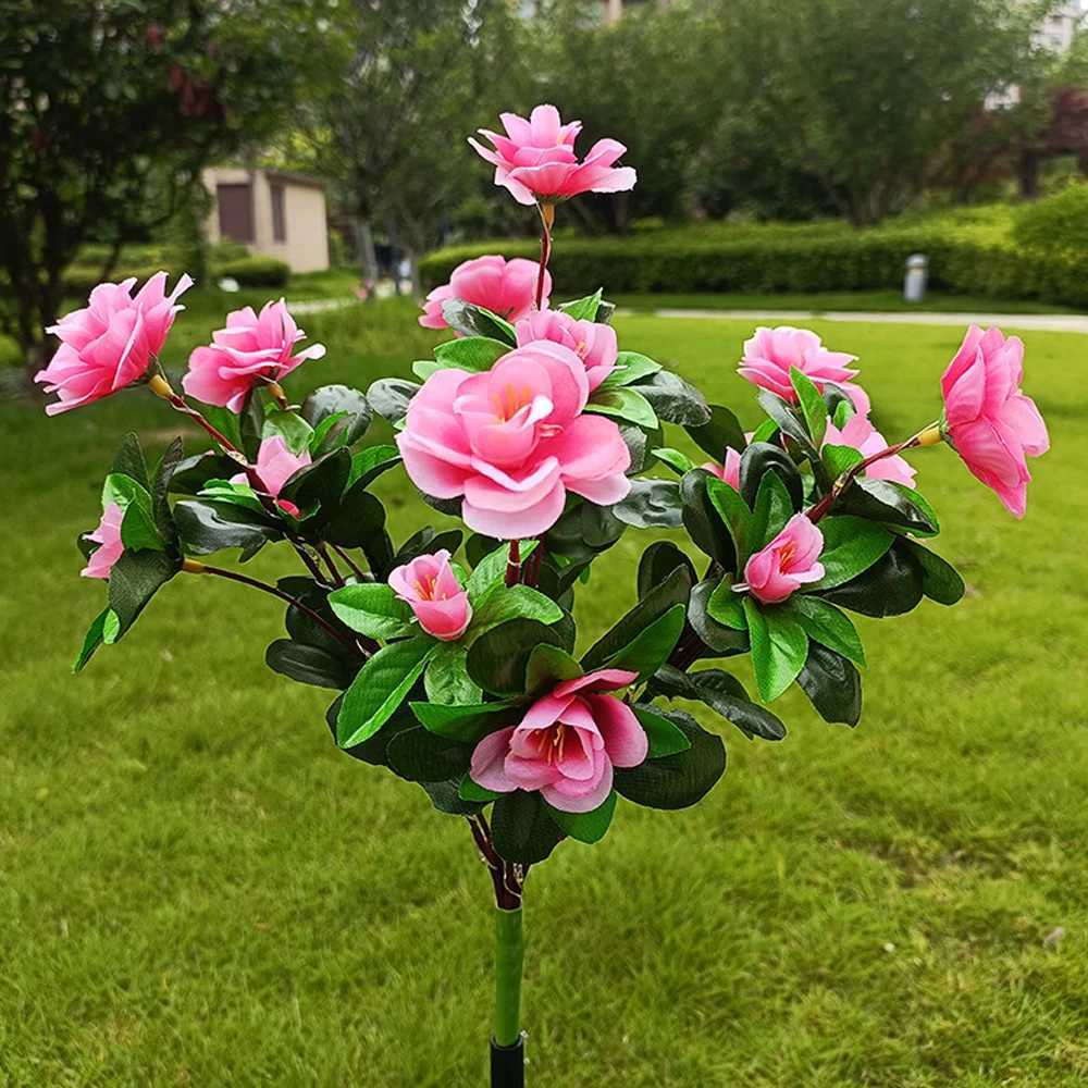Solar Light LED Azalea Solar Flowers Lamp Outdoor Decorative for Garden Yard Lawn Path Lighting Holiday Wedding Decor XJ250606