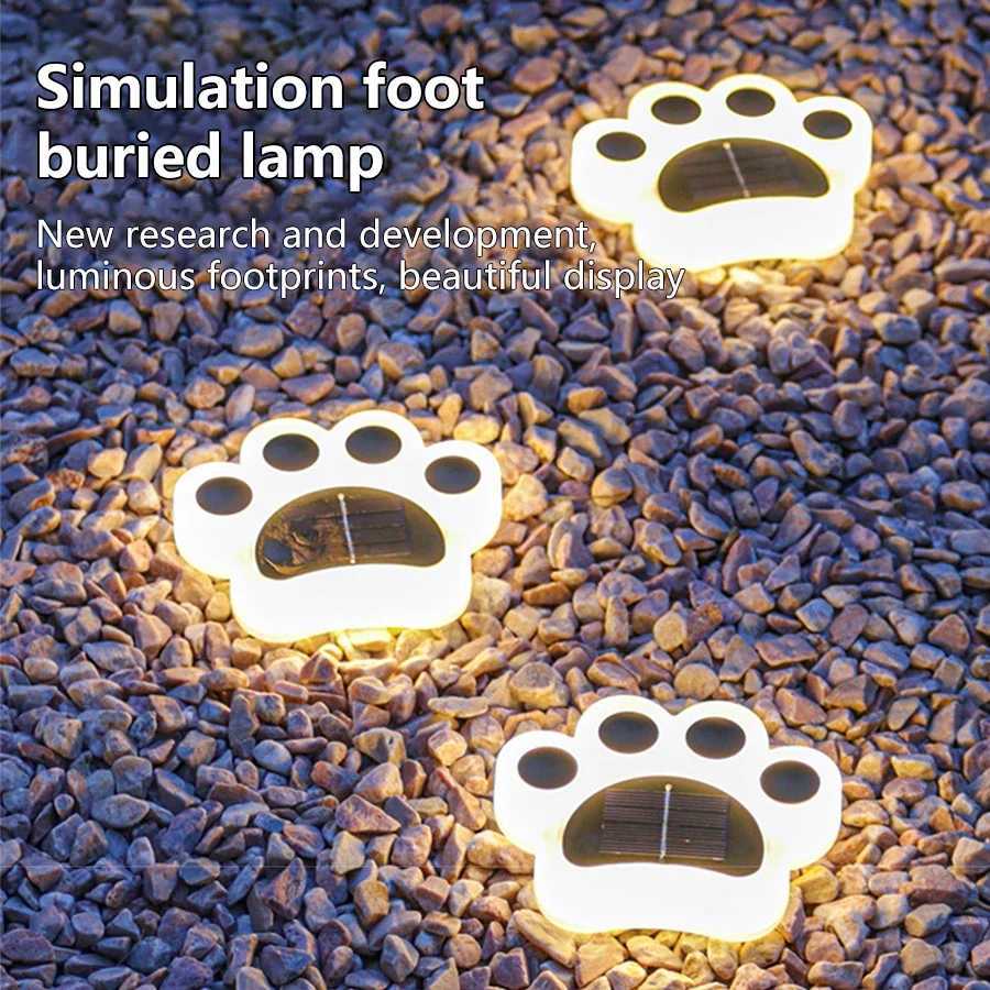 4pcs Solar LED Cats Paw Buried Light Cute Cold Warm Waterproof Outdoor Lawn Lights Decorative Lights Garden Patio DecorationXJ250606
