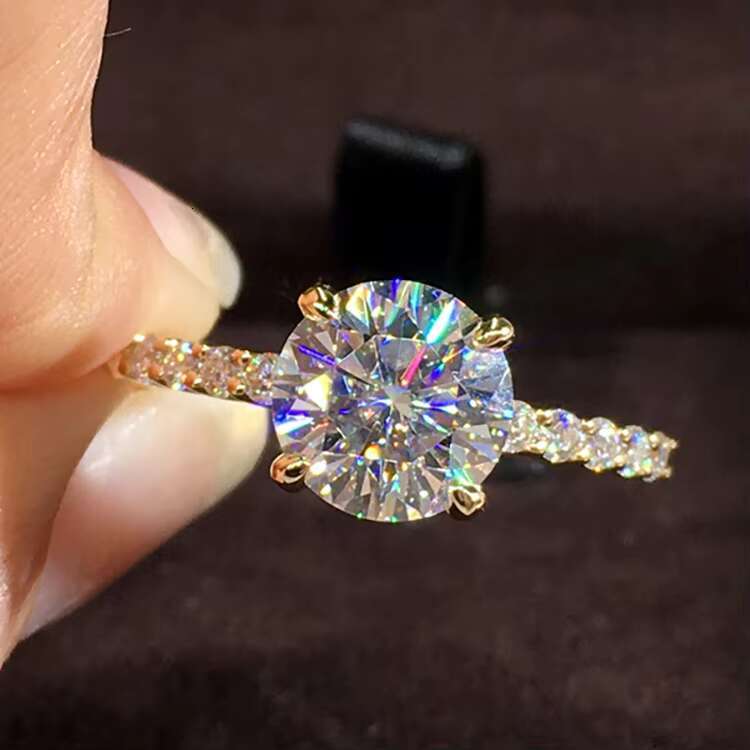 Wedding Rings Gold 18K Couple Simple Gold Ring Moissanite Engagement Rings