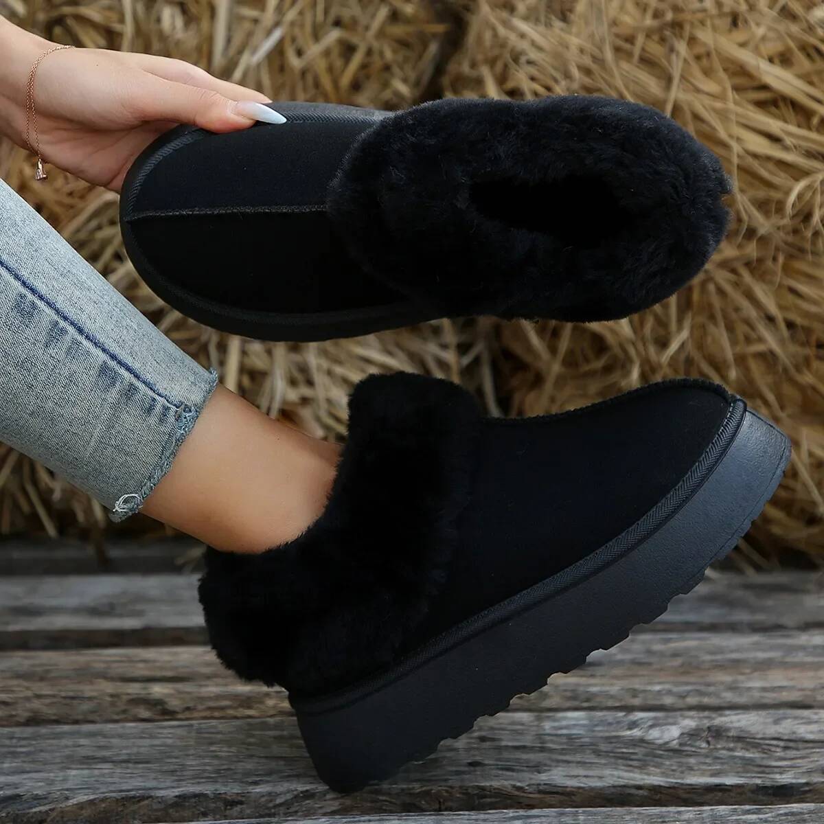Ddmyoutdoor New Thick Sole Sheepskin Wool Anti Slip Snow Fashion Mini Warm Thickened Women S Boots Outdoor Shoes