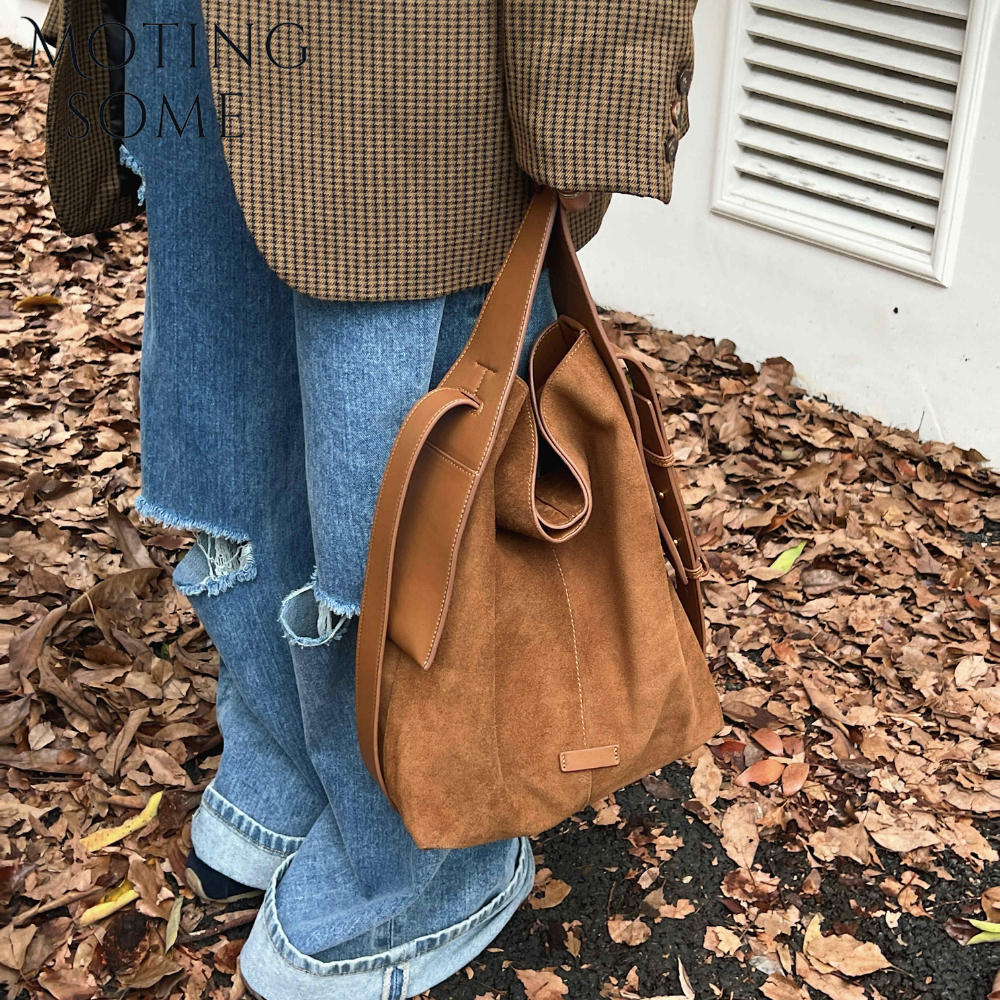 Motingsome natural suede leather Women Bag Luxury designer Winter Bags Frosted Skin Handbag and Purses Retro Lady coffee Tote