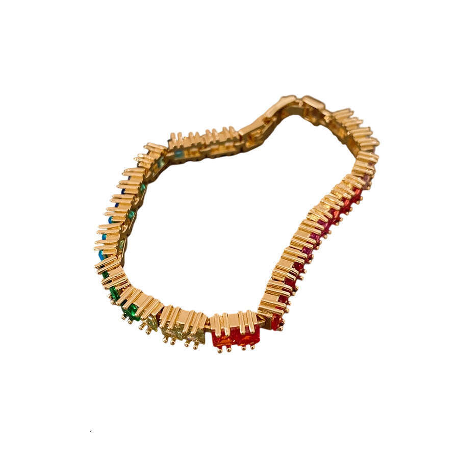 Real Gold Plated Zircon Flower Double Layer Color Light High-end Sense Bracelet Palace Style Fashion Jewelry