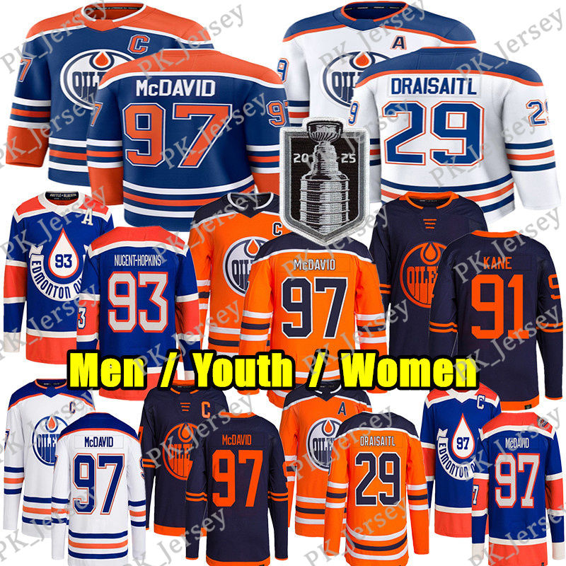 #97 Connors McDavids Jersey Edmonton Hockey Jersey Oilers Jersey #29 Leon Draisaitl Ryan Nugent-Hopkins Evan Bouchard Zach Hyman Stuart Skinner Wayne Gretzky Jerseys