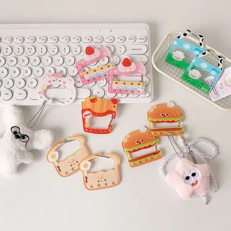 Kawaii Acrylic Keychain Cute Cartoon Carabiner Clip Charms Handbag Hanging Ornament Backpack Pendant Decoration Accessories 250606