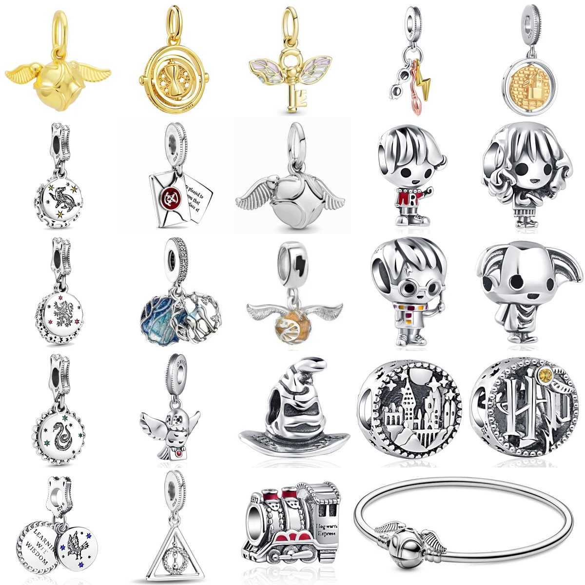 S925 Silver Miniso Academy of Magic Beads Train Hat Castle Charms Fit Original Bracelet Women DIY Pendant Jewelry Accessories XJ250607