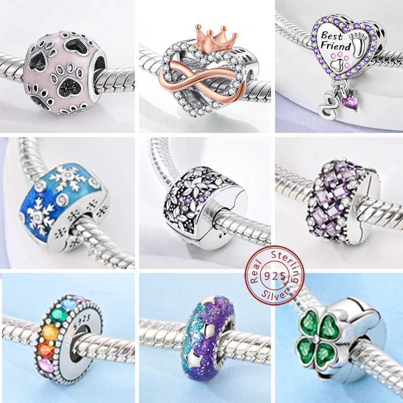Charm Hot Sales 925 Sterling Silver Charms Beads CZ pave Round Clip Charms Fit Original Bracelet Necklace Charms Jewelry Gift XJ250607