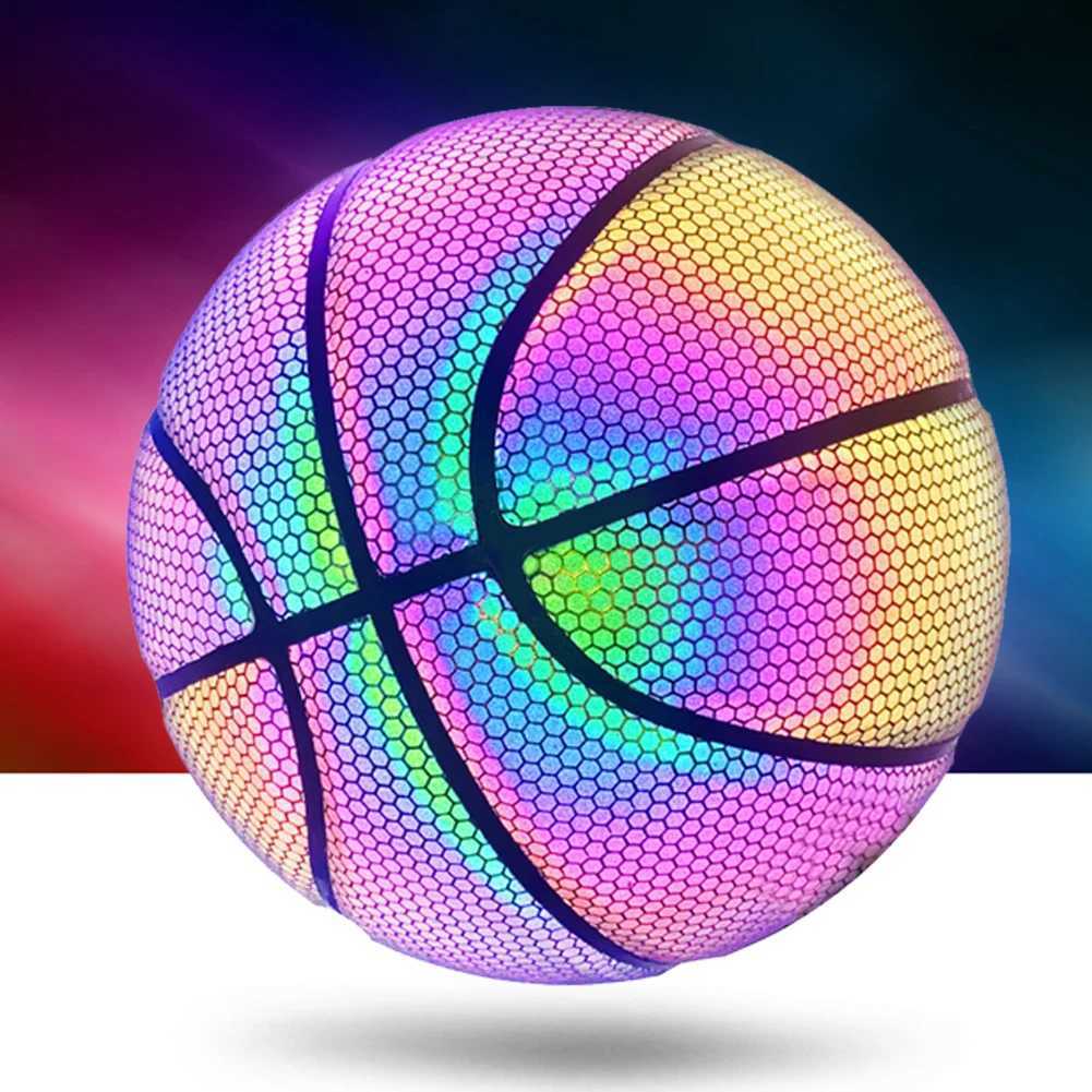 PU Basketball Reflective Ball Glowing Durable Basketball Luminous Basketballs Gifts Toys For Indoor Outdoor Night Game XJ250606