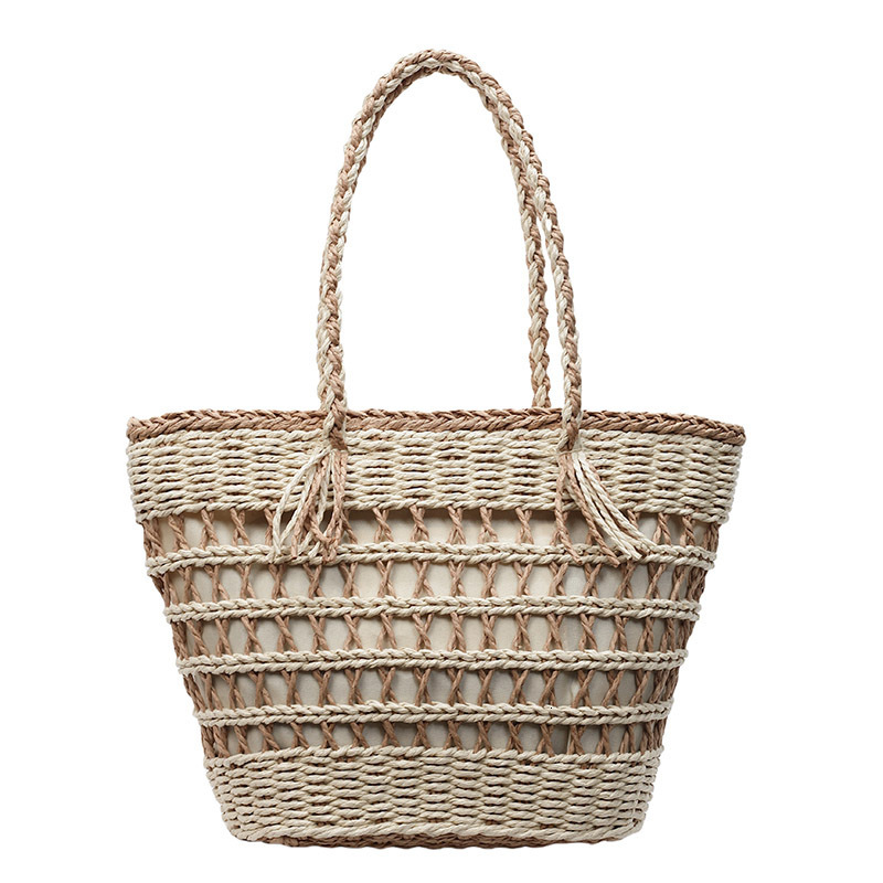 designer Handwoven Straw Shoulder Bag Versatile Large Capacity Tote Bag 2025 New Hollow Summer Beach Bag for Women
