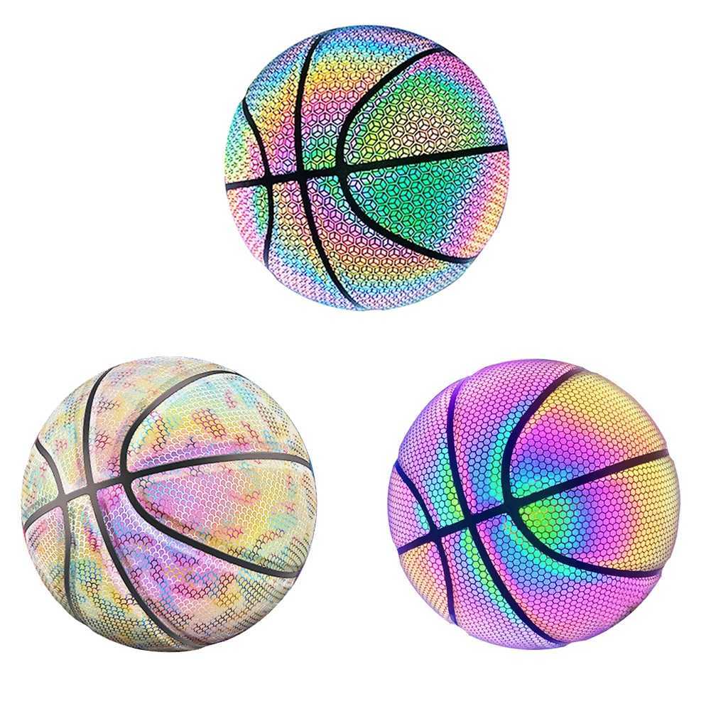 PU Basketball Reflective Ball Glowing Durable Basketball Luminous Basketballs Gifts Toys For Indoor Outdoor Night Game XJ250606