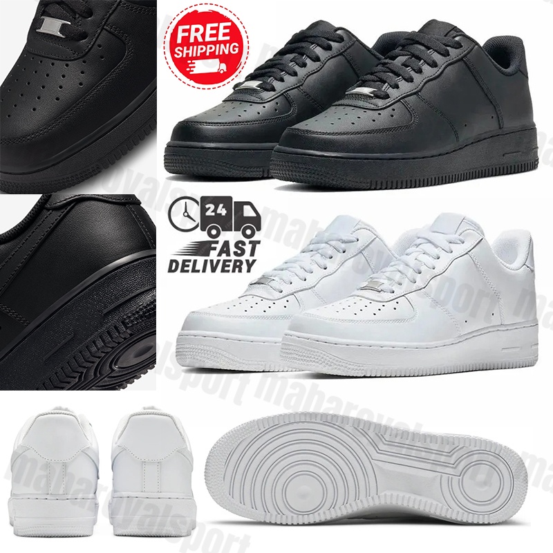 one designer shoes mens sneakers Triple White black Rubber leather Classic splicing breathable Platform Womens trainers outdoor sport shoe 36-47