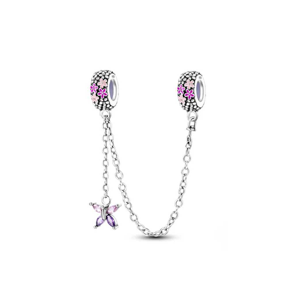 New Hot sales 925 Silver Butterfly Series Charm clip Bead Fit Original Bracelet Accessories DIY Jewelry safety chain Pendant Gift XJ250607