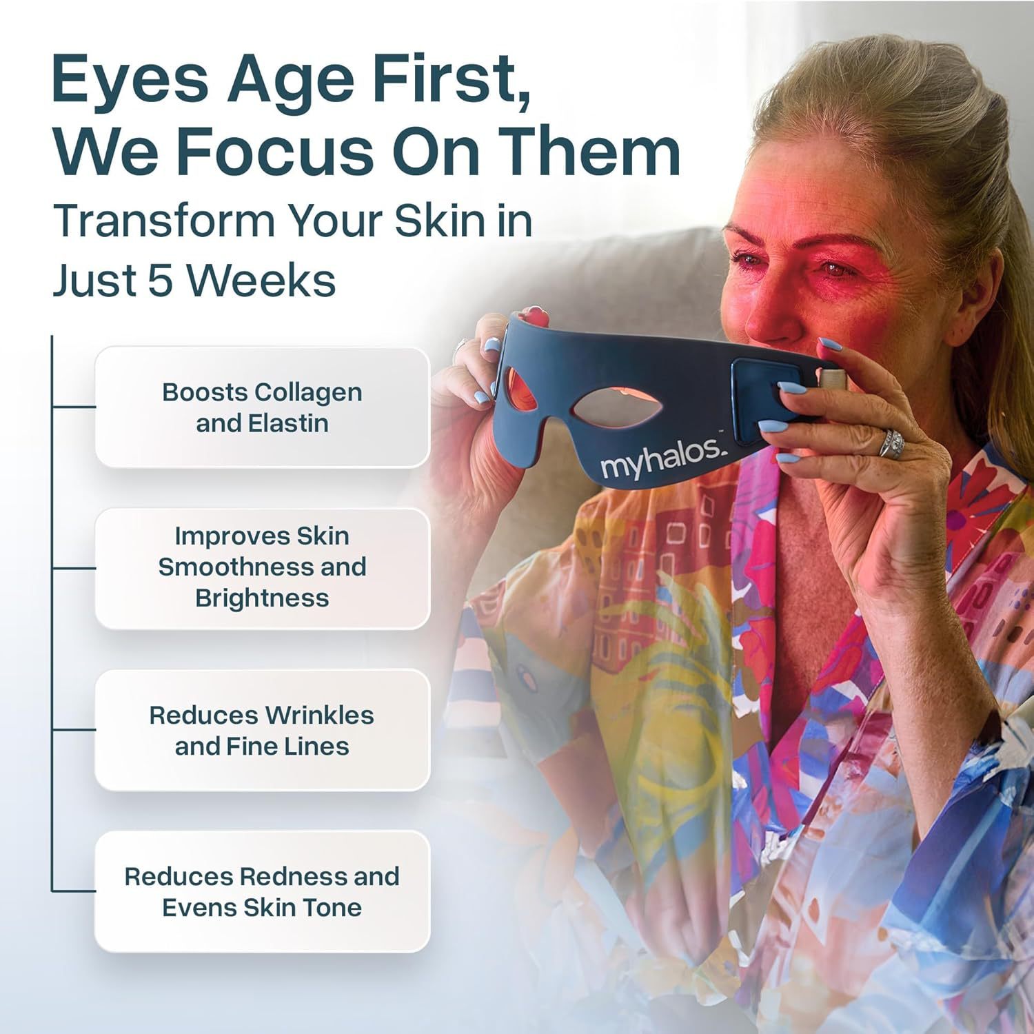 Eye Red Light Mask Mask LED Premium Red Light Mask for Wrinkles, Dark Circles and Crow's Feet