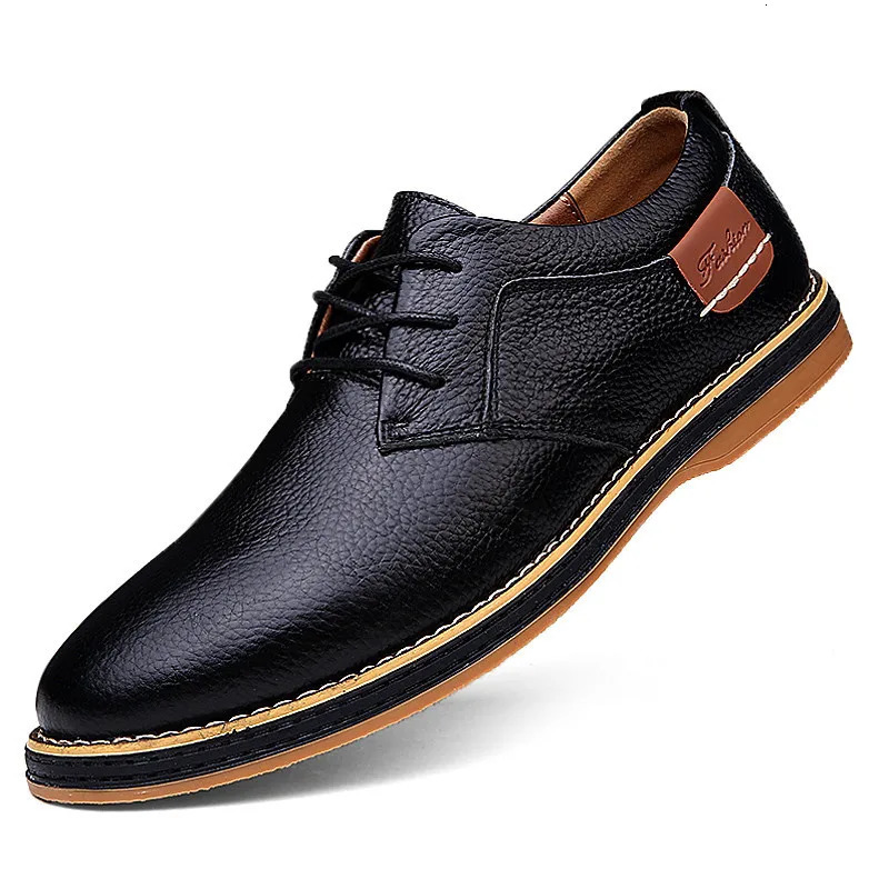 Genuine Leather Men Dress Shoes Oxfords Brogue Lace Up Italian Mens Casual Shoes Moccasins Loafers Plus Size 38-48 250605