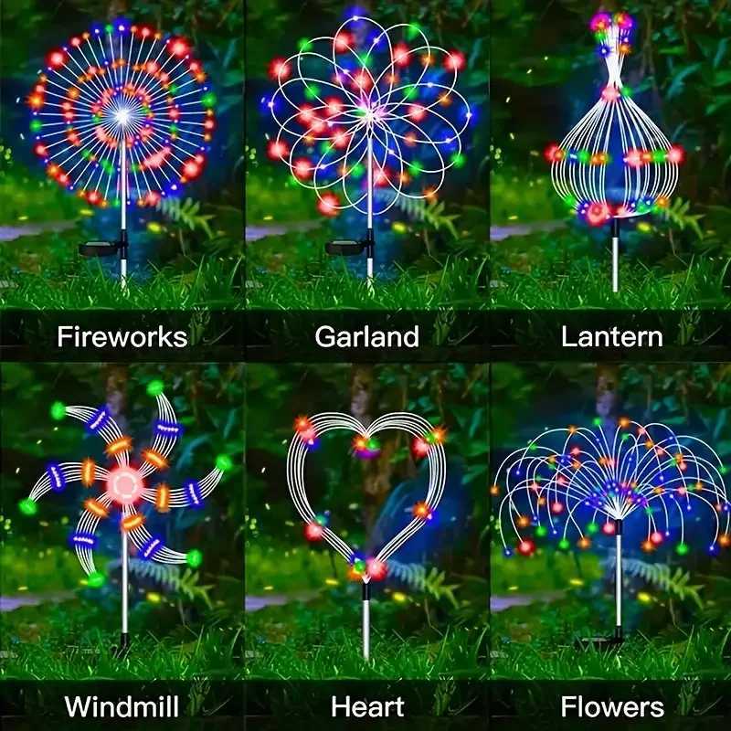 Solar Firework Lights Outdoor Waterproof Grass Globe Dandelion Lamp Decorative Lights for Garden Christmas Lawn Pathway XJ250606