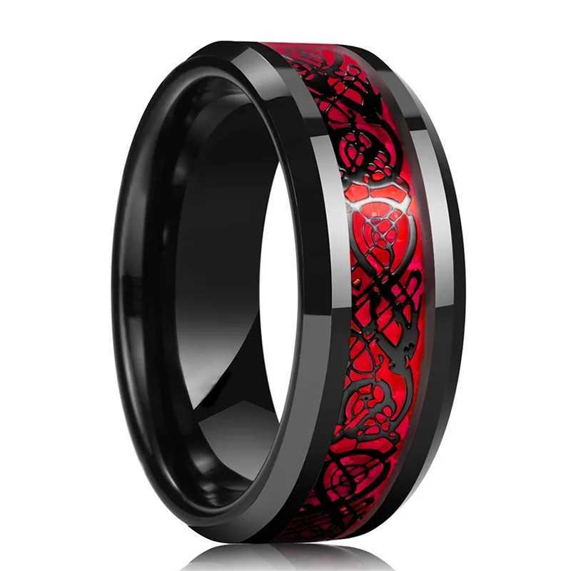 Charm Couple Rings For Men Stainless Steel Celtic Dragon Ring Heart Red Zircon Women Wedding Rings Set Valentines Day Jewelry W250911