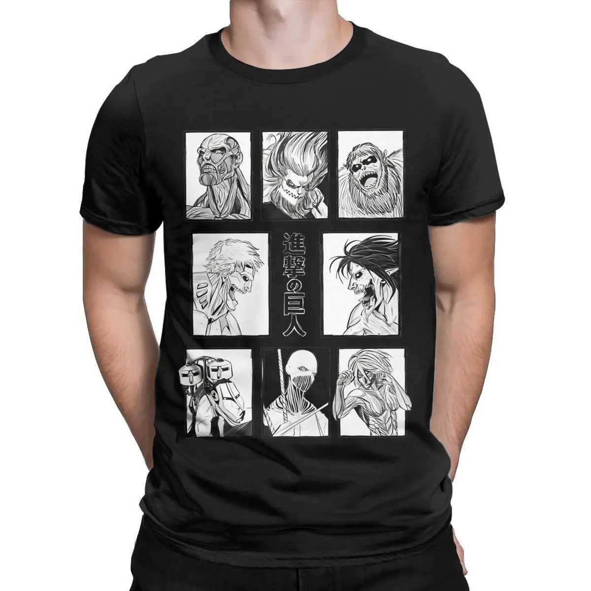 Attack On All Titans T Shirts Men Pure Cotton Casual T-Shirt Crew Neck Tee Shirt Short Sleeve Tops Summer W250607