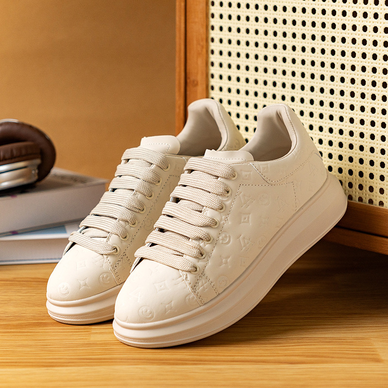Print fashion couples small white shoes men's fashion shoes thick soles increase high and low upper plate shoes students light sports shoes