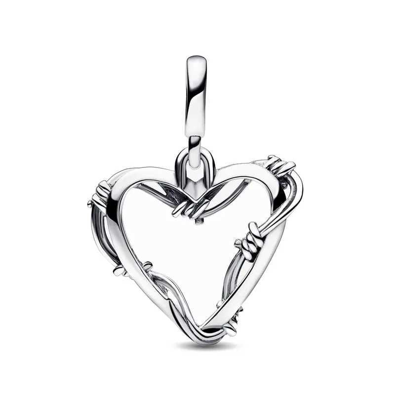 European 925 Sterling Silver Me Series Pendant Green Heart Cross Diy Charm Bead Fit Bracelet Necklace Jewelry For WomenXJ250607