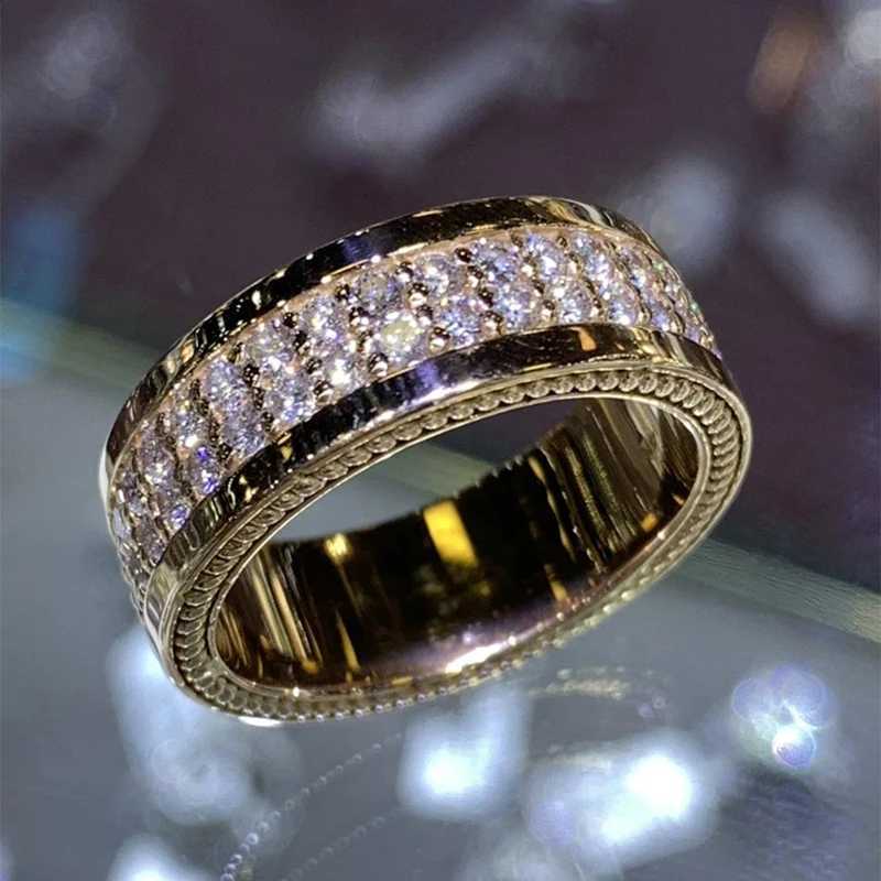 Huitan Gorgeous Gold Color Women Finger Rings Newly Wedding Engagement Trends Eternity Rings Cubic Zirconia Fashion Jewelry 2021 W250606