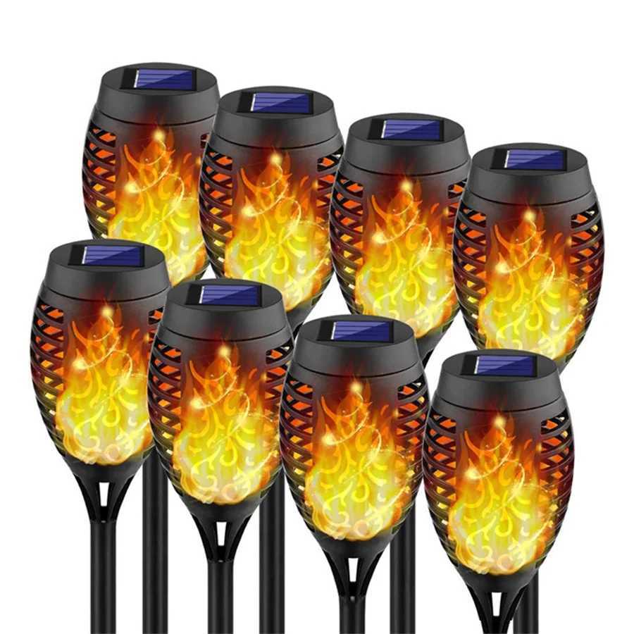Waterproof Solar LED Flame Torch Light Outdoor 1/2/4/6pcs Path Yard Patio Landscape Lawn Lamps for Garden Courtyard Decoration W250607