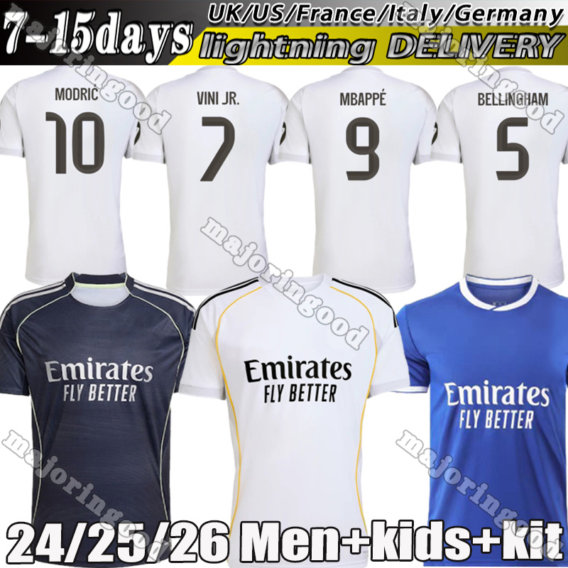 real 24 25 26 Season madrids Soccer jerseys MBAPPE BELLINGHAM VINI JR kits 2025 football shirt Valverde Endrick RODRYGO MODRIC Arda Guler kits kids adults kit kits