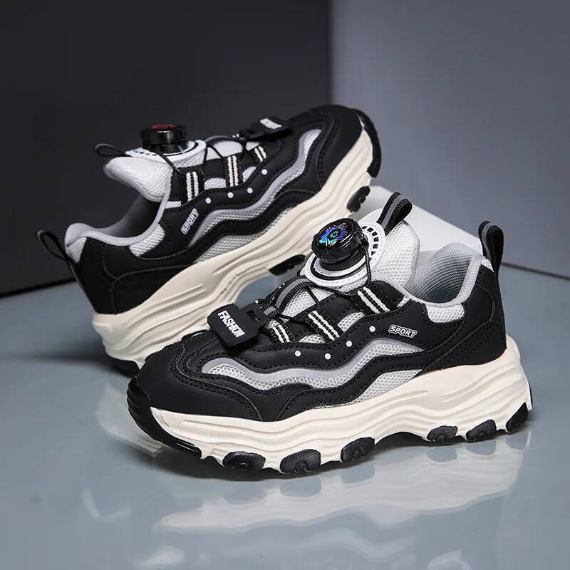 Ddmyoutdoor New Design Black White Boys Outdoor Sneakers Large Size Comfortable Running Sport Anti Slip Platfom Shoes Children Kids Outdoor Shoes