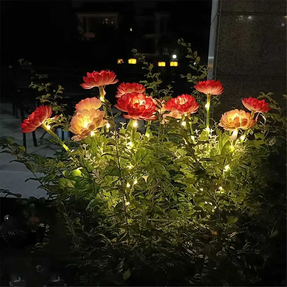 Solar Lights Outdoor Lighting Solar Garden Light Snow Lotus Flower Lawn Lamp for Yard Patio Flower Party Lamp Wedding Mothers DayXJ250606