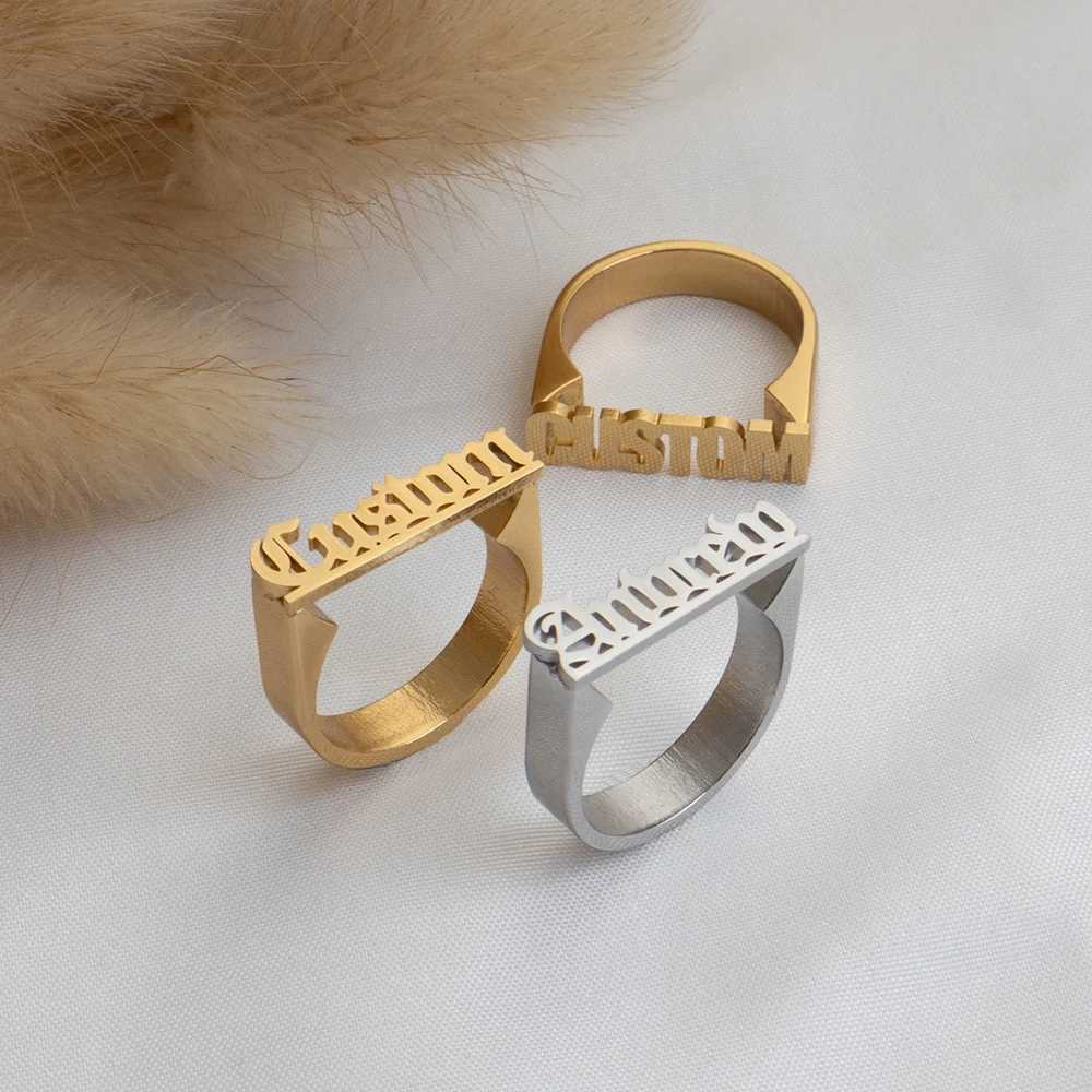 Customize Personalized Trendy Classic Retro Name Rings Couple Stainless Steel Jewelry Ring Party Birthday.Gifts For Various Occasions XJ250606