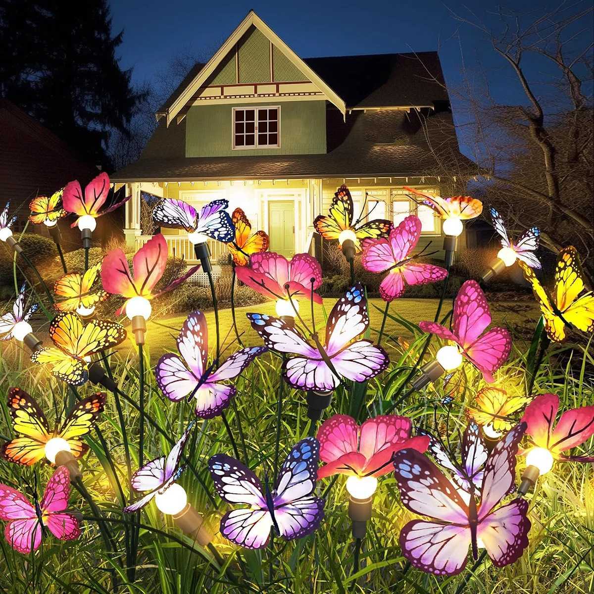 Solar Butterfly Firefly Light Outdoor Waterproof Lawn Light Suitable for Lawn Garden Passage Villa Courtyard Decoration W250607