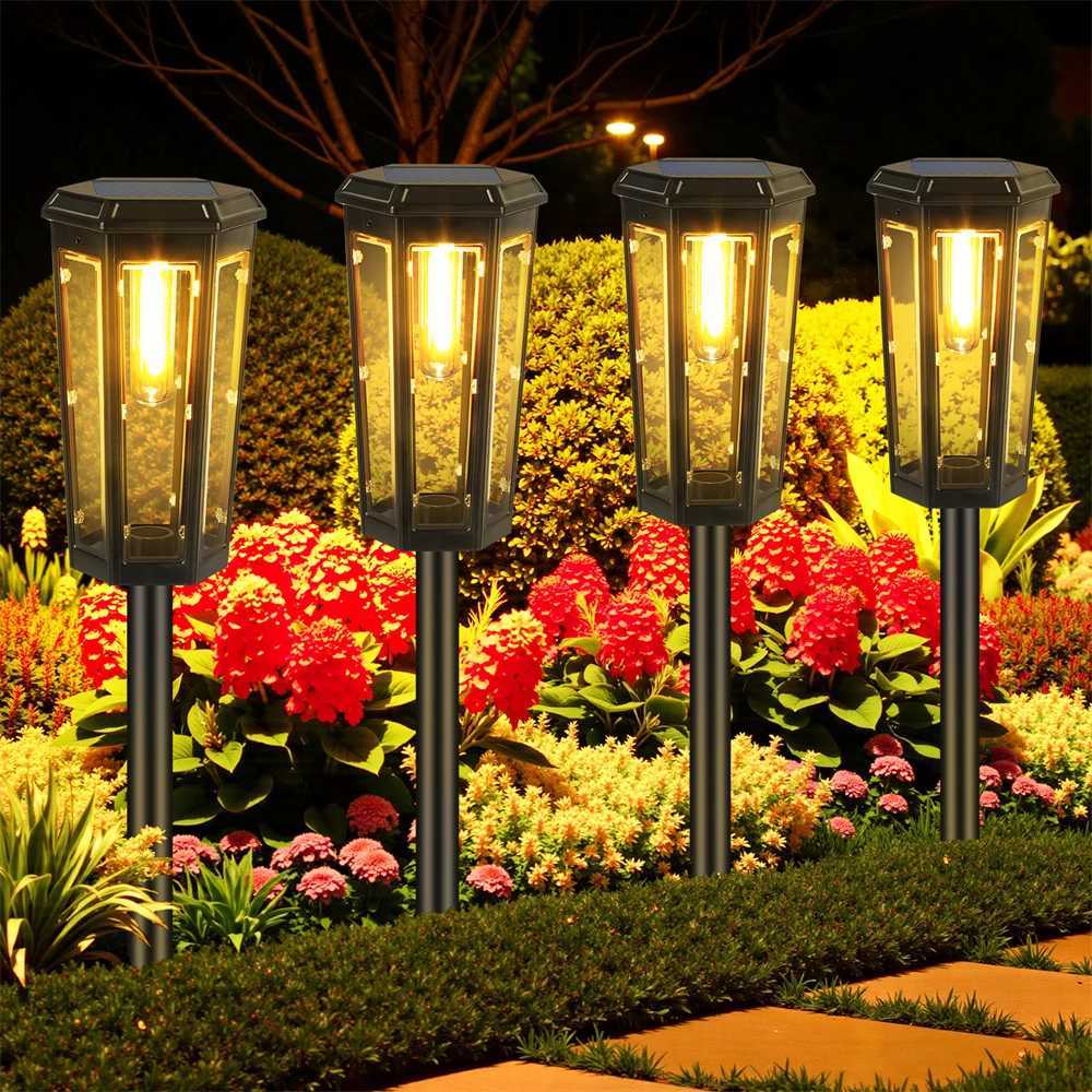 1/4/6 Pack Solar Pathway Lights Outdoor Solar Lights IP65 Waterproof Garden Lights Solar Lamp Outdoor Landscape Lamps for Lawn W250607