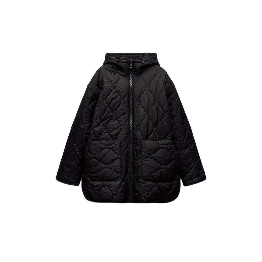 TRAF New Hooded Jacket Autumn and Winter Zipper Long Sleeve Warm Solid Color Cotton Clothing Fashionable Women's Tops