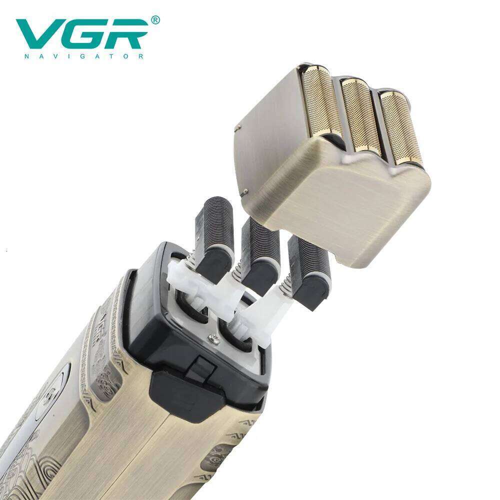 VGR V335 Electric Shaver Personal Care USB Mini Face Razor Chargable Portable Full All Metal Leather Case Reciprocating Vgr 335