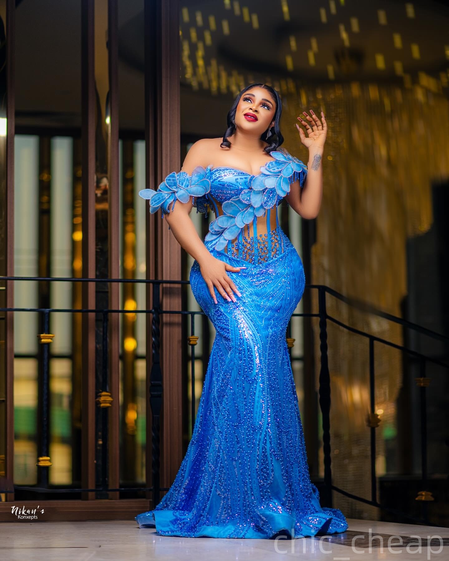 Blue Mermaid Prom Dresses 2025 Appliques Crystals Sequined Evening Formal Party Second Birthday Engagement Gowns Plus Size Dress For Special Occasions