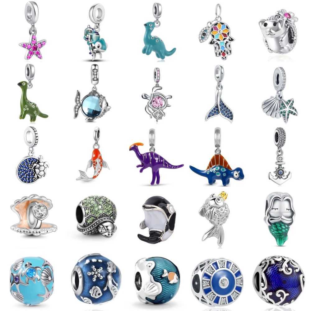 New925SterlingSilverDinosaurSea Shell CharmOfLey925ChainBeadFitOriginalBracelet AccoriesDIYLadiesJewelryXJ250607