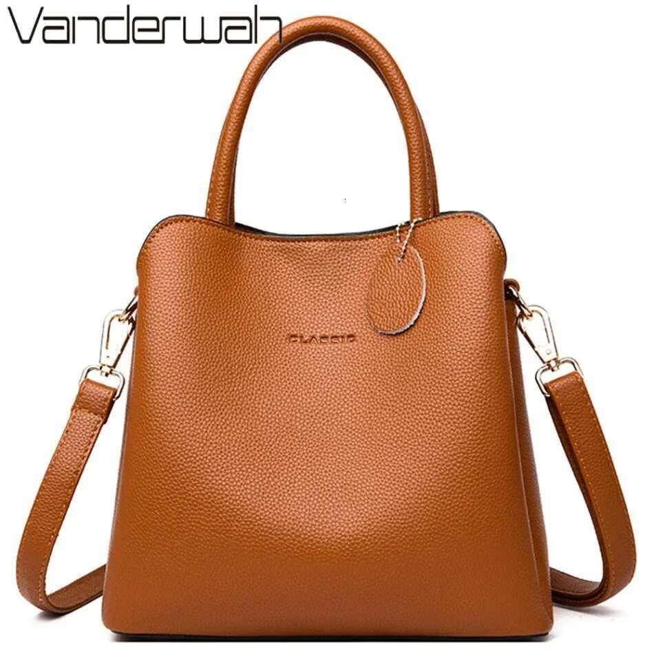 New 3 Pocket Leather Handbags Designer Female Croosbody Bags For Women Small Casual Tote Bag Sac A Main