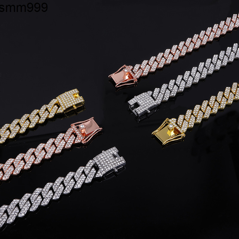 European American Mens/Womens Trendy 14mm Diamond Full Drill Head for Alloy Hip-Hop Style Cuban Chain Cross-Border Necklace