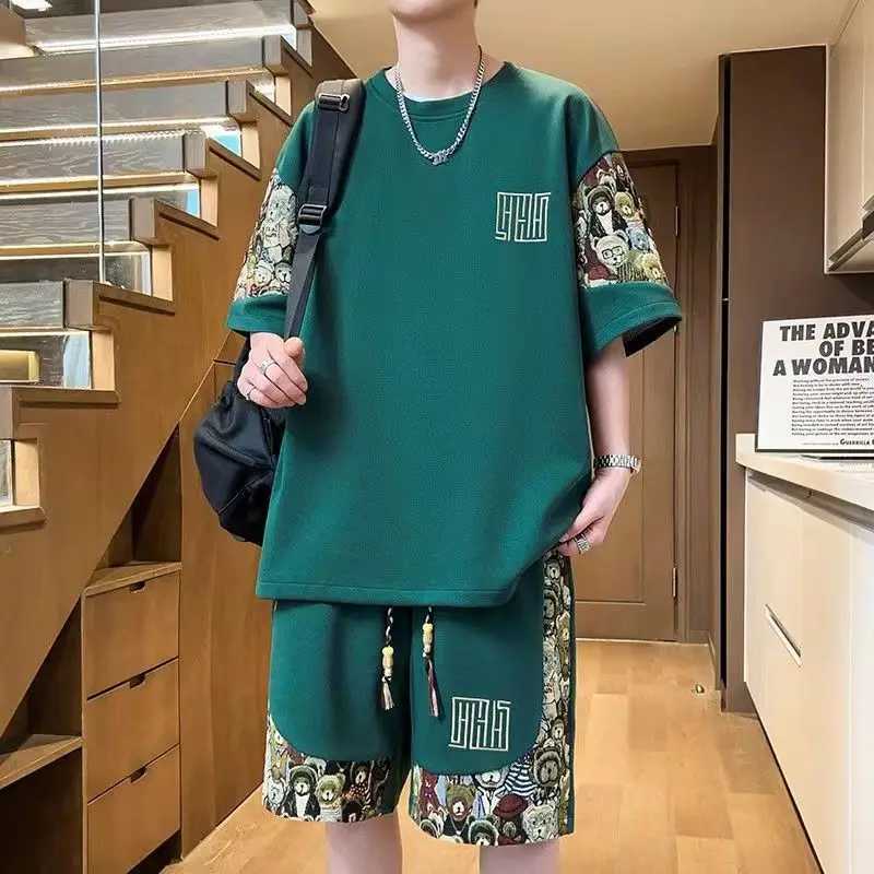 T-shirts + shorts 2025 summer fashion Sportswear shirts Mens Casual Sets Male Fashion shirts and shorts full size M-5XL W250609