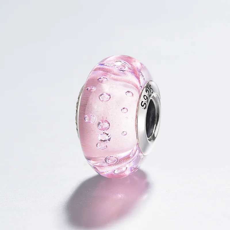 New 925 Sterling Silver Snowflake Mother Universe Charm Murano Glass Beads Fit Original Bracelet DIY Woman Jewelry XJ250607