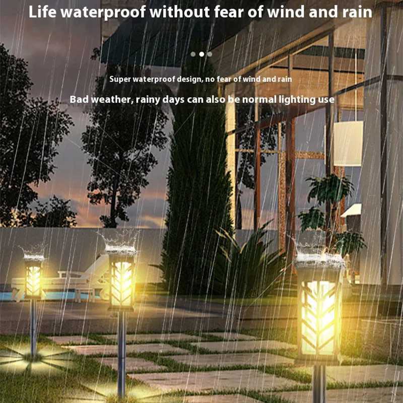 LED Solar Pathway Lamps Landscape Lighting Solar Outdoor Waterproof Warm Light For Walkway Path Villa Yard Driveway Yard Decor XJ250606