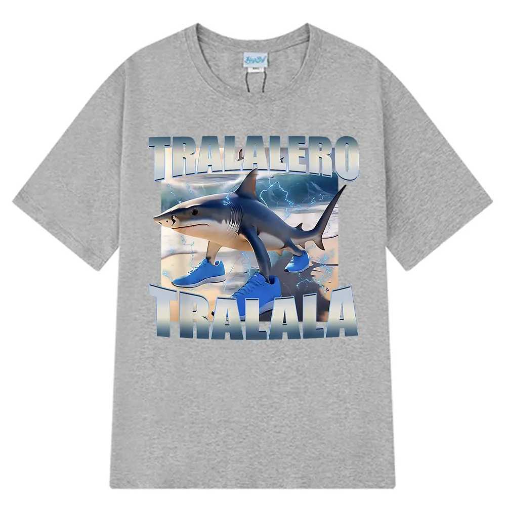 Tralalero Tralala Funny Meme T-shirt Men Women Clothing Fashion Vintage T-shirts Casual Cotton Short Slve T Shirts Tops X250607