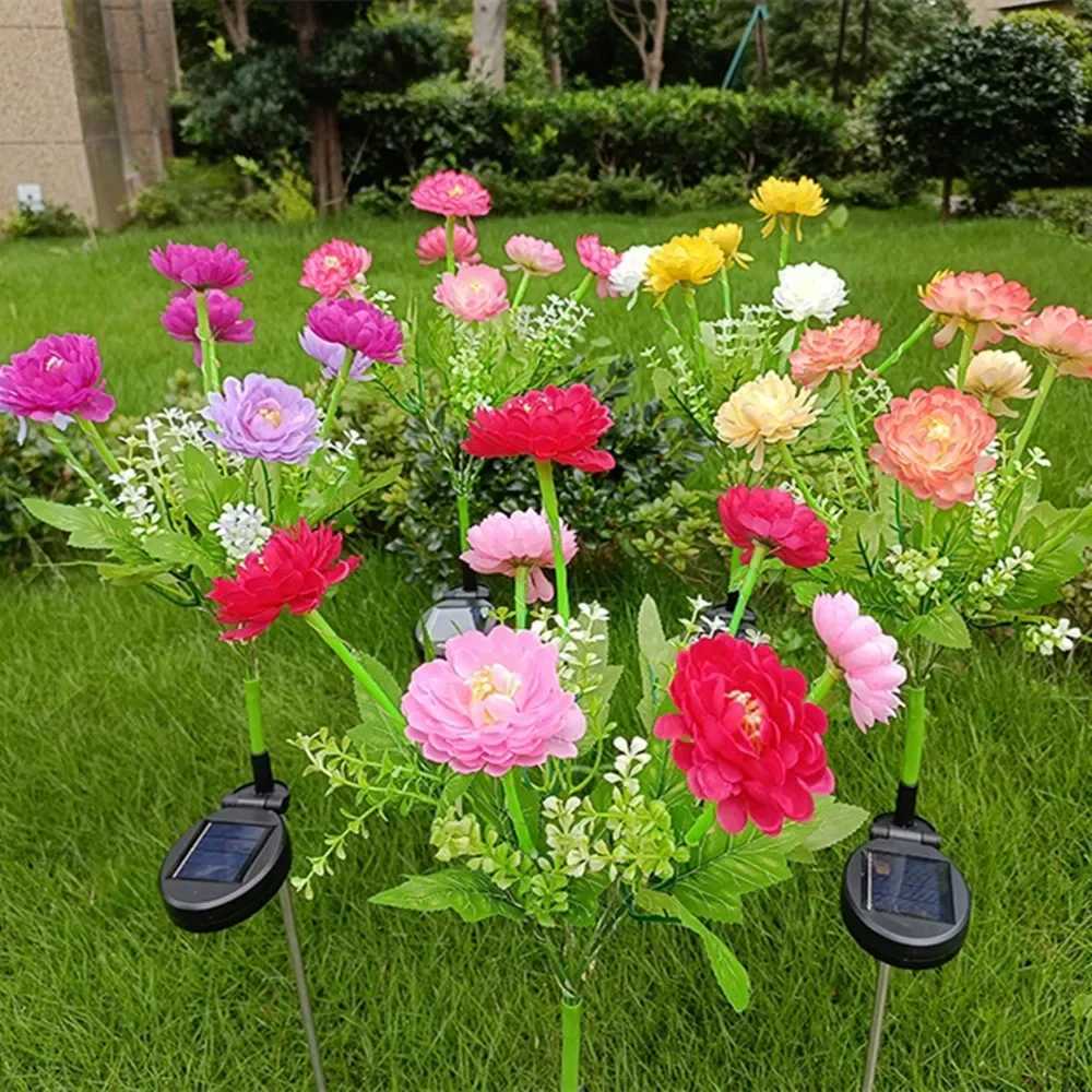 Solar Lights Outdoor Lighting Solar Garden Light Snow Lotus Flower Lawn Lamp for Yard Patio Flower Party Lamp Wedding Mothers DayXJ250606